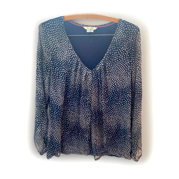 BODEN Aubrey Sheer Layered Polka Dot Blouse Women’s 12 V-Neck Chiffon Top Office - Picture 2 of 12